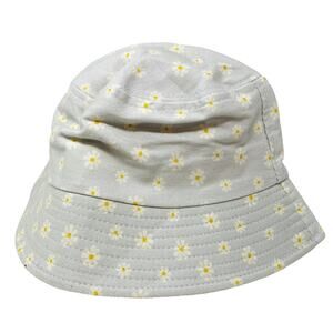 Daisy Print Mini Bucket Hat Denim Chambray Blue Yellow